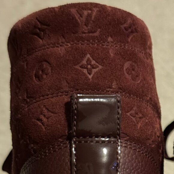 Louis Vuitton burgundy cliffhanger wedge sneakers 6 cm internal wedge - Picture 12 of 16